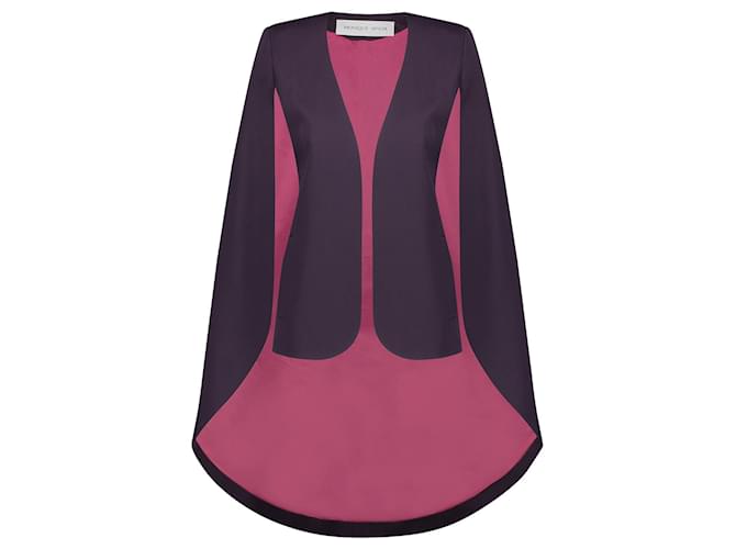 Autre Marque Monique Singh, Gaberdine cape jacket Pink Purple Polyester Wool  ref.1098852