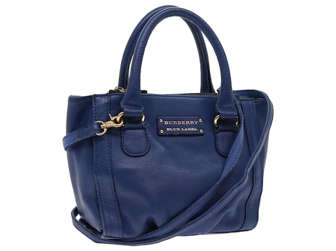 BURBERRY Blue Label Hand Bag Leather 2way Blue Auth bs8744  ref.1098874