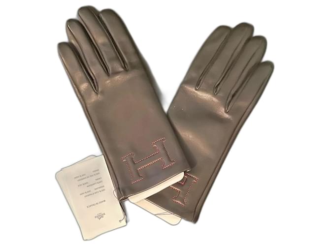Hermès-Handschuh aus glasiertem Lammleder Schwarz  ref.1098923