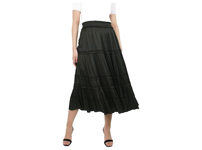 Ulla Johnson Green midi tiered skirt - size UK 8 Polyester  ref.1098965