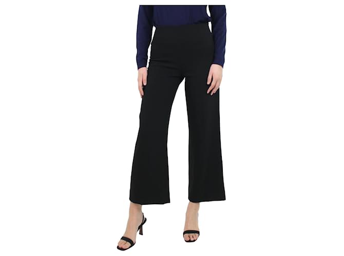 Totême Black wide-leg viscose-blend crepe trousers - size UK 6  ref.1098971