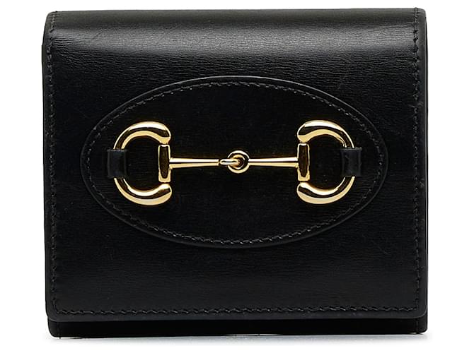 Gucci Black Horsebit 1955 Bifold Wallet Leather Pony-style calfskin  ref.1099014