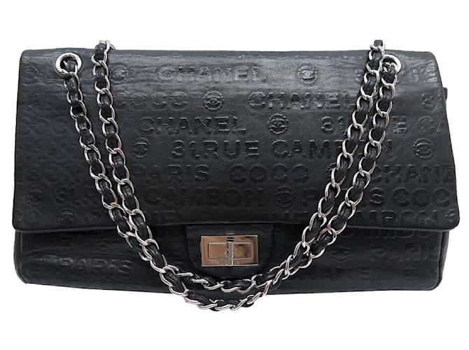 Chanel Handtasche 2.55 MAXI JUMBO KOKOSNUSS 31 RUE CAMBON HANDTASCHE AUS SCHWARZEM LEDER  ref.1099243