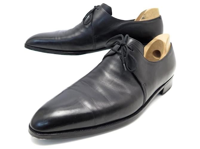 CUSTOM-MADE CORTHAY DERBY SHOES 46.5 47 BLACK LEATHER SHOES  ref.1099260