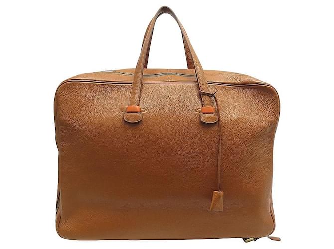 Hermes VINTAGE HERMES GALOP SUITCASE TRAVEL BAG 50 IN GOLD LUGGAGE TRAVEL BAG LEATHER Camel ref.1099286 Joli Closet