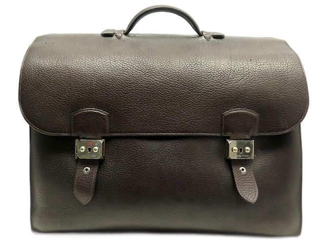 Hermès BORSA HERMES SAC A DEPECHES foderata CHIUSURA BORSA CARTELLA CLEMENCE Marrone