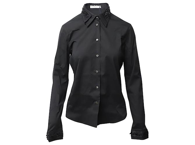 Prada Hand Embroidered Shirt in Black Cotton  ref.1099323