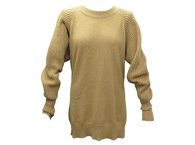 NEUF PULL CHANEL LONG MANCHES GIGOT LOGO CC M 40 LAINE CHAMEAU SWEATER Camel  ref.1099432