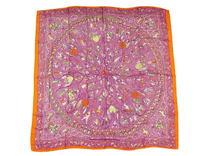 Hermès NEW GIANT HERMES SCARF COURTESY OF LALBHAI DALPATBHAI Pink Cotton  ref.1099495