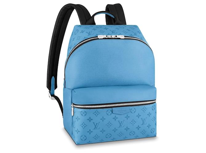 Louis Vuitton LV Discovery backpack denim taigarama Blue Leather  ref.1099692