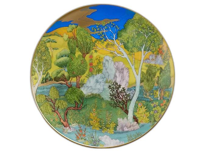 Hermès Hermes:  Cheval d’Orient bread plate n°2, porcelain.  16 cm Multiple colors