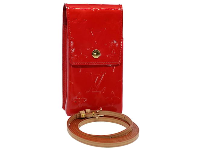 LOUIS VUITTON Monogram Vernis Green Cigarette Case Red M91155 LV Auth 55651 Patent leather  ref.1099853