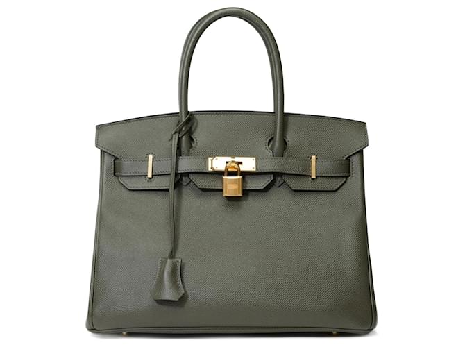 Hermès HERMES BIRKIN BAG 30 in Green Leather - 101534  ref.1100411