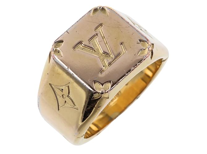 Anel de Selo Monograma Louis Vuitton Metal M80191 em Boa Condição Dourado  ref.1100531