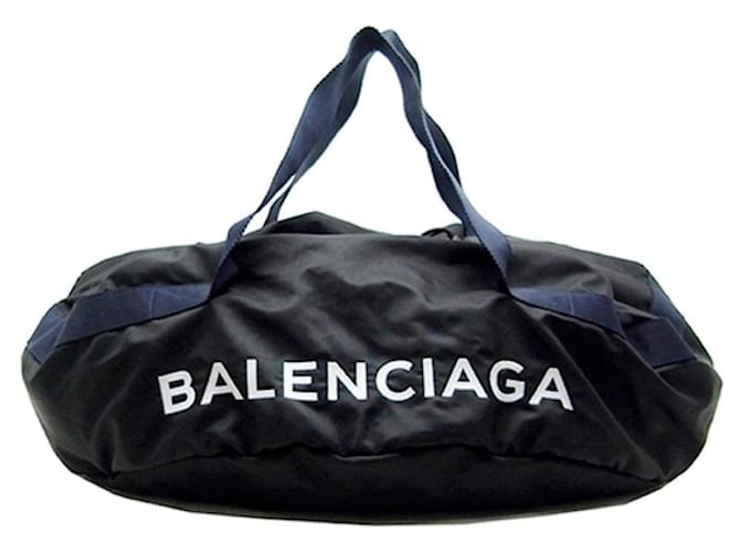 Balenciaga Travel bag Black Blue Nylon  ref.1100580