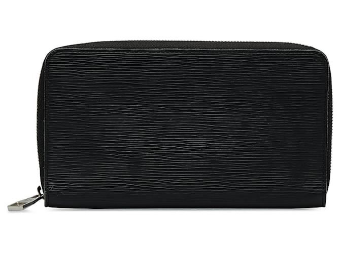 Carteira Louis Vuitton Black Epi Zippy Long Preto Couro  ref.1100643