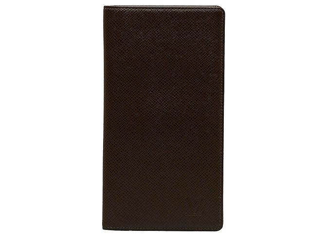 Louis Vuitton Brown Taiga Brazza Wallet Dark brown