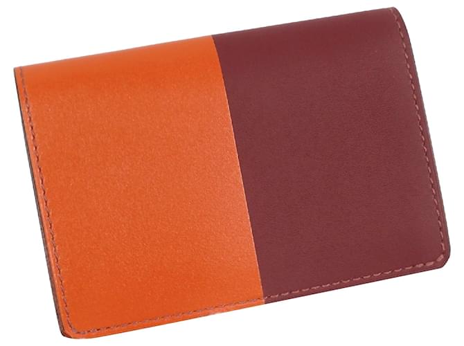 Hermès Hermes Orange Manhattan Card Case Red Leather Pony-style calfskin  ref.1100668