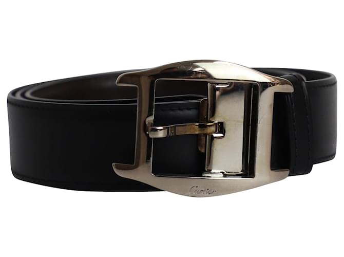 Cintura con fibbia logo Cartier in pelle nera Nero  ref.1100843