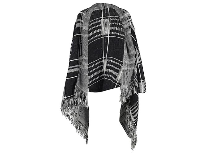 Maje Checked Fringed Poncho Wrap in Multicolor Nylon and Angora Blend Multiple colors  ref.1100849