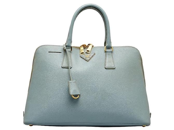 Prada Saffiano Leather Promenade Bag Blue Pony-style calfskin  ref.1100860