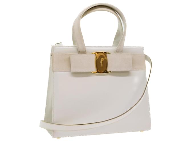 Salvatore Ferragamo Hand Bag Leather 2way White Auth 56373  ref.1101216
