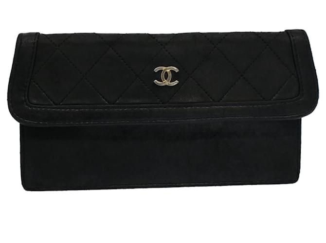 CHANEL Matelasse Pouch Leather Black CC Auth bs9175  ref.1101220