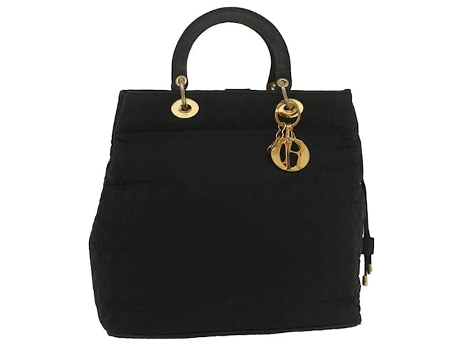 Christian Dior Canage Lady Dior Hand Bag Nylon Black Auth ar10460  ref.1101262