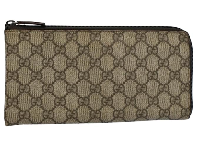 GUCCI GG Supreme Long Wallet PVC Leather Beige 115261 Auth ep2046  ref.1101267