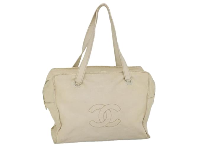 CHANEL Tote Bag Leather Beige CC Auth yk9153  ref.1101301