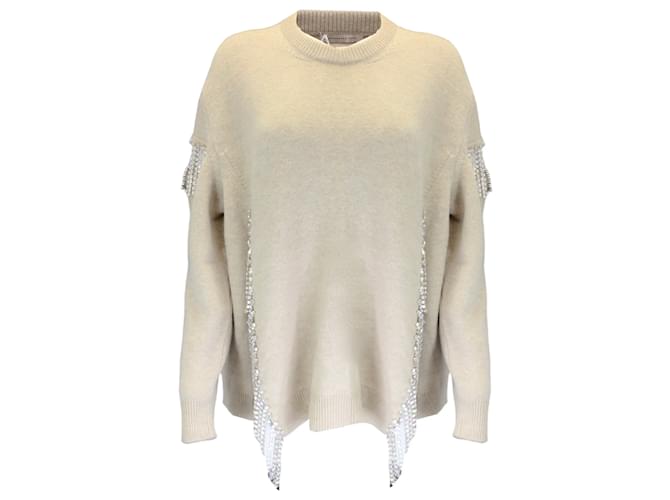 Christopher Kane Beige 2018 Crystal Embellished Wool Knit Sweater  ref.1101335