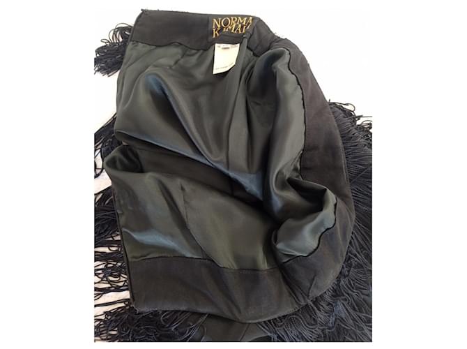 Norma Kamali skirt with ruffled fringes Black Viscose  ref.1101408