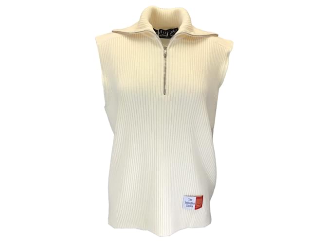 Autre Marque Martine Rose Cream Sleeveless Ribbed Knit Wool Sweater  ref.1101468