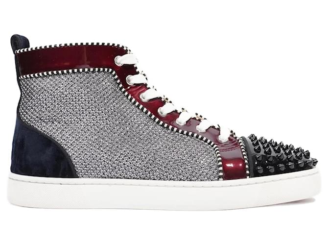Christian Louboutin Louis Spikes High-top Silver Glitter maroon