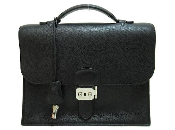Hermès Togo Sac A Depeche 27 Black Leather Pony-style calfskin  ref.1101554