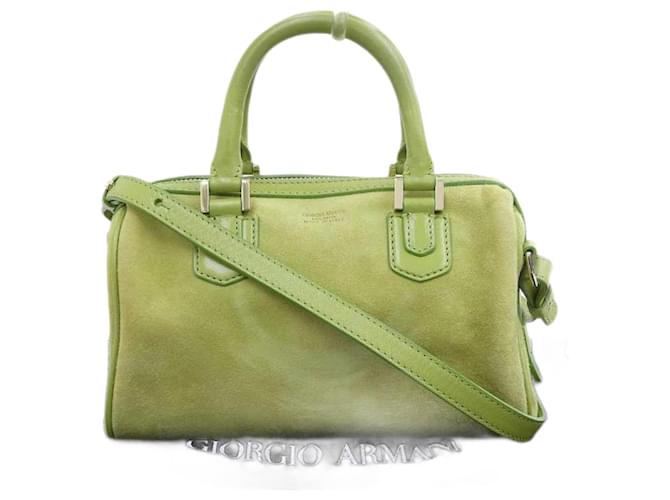 Armani Suede handbag Green  ref.1101579