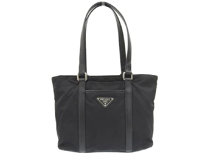 Tote Prada Tessuto Pocket Zip Tragetasche in sehr gutem Zustand Schwarz Leinwand  ref.1101609