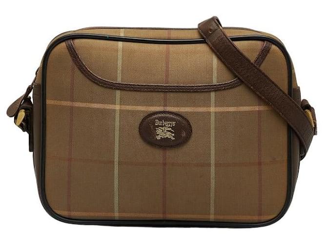 Burberry Check Canvas Crossbody Bag Brown Cloth  ref.1101635