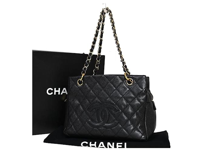 Chanel Petite Shopping Tote Black Leather  ref.1101869