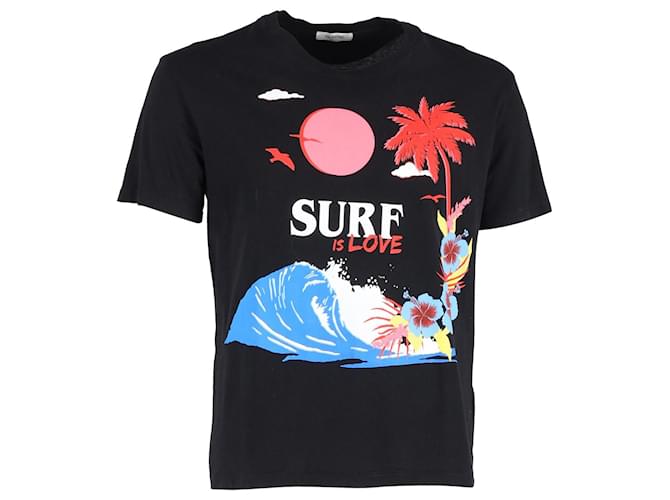 Camiseta con estampado de surf Valentino Garavani en algodón negro  ref.1102059