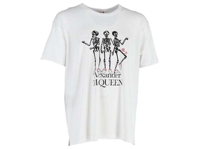T-shirt con stampa scheletro di Alexander McQueen Sneakers in cotone bianco  ref.1102061