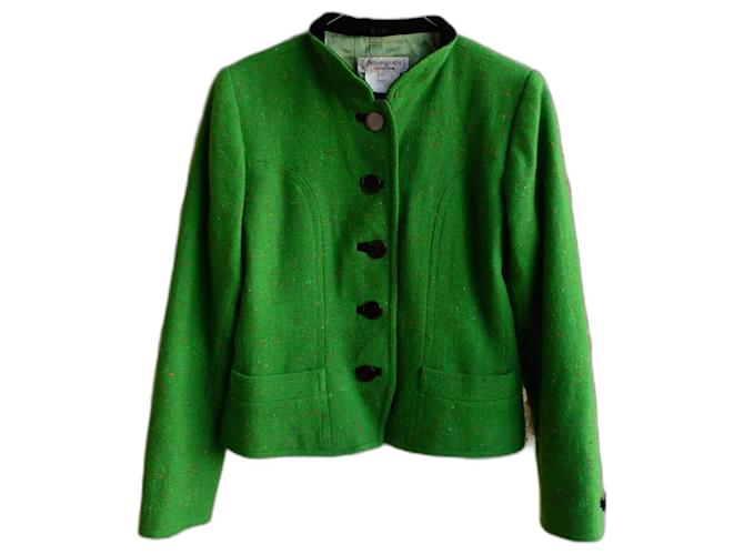 Yves Saint Laurent Chaquetas Multicolor Verde Terciopelo Tweed  ref.1102313