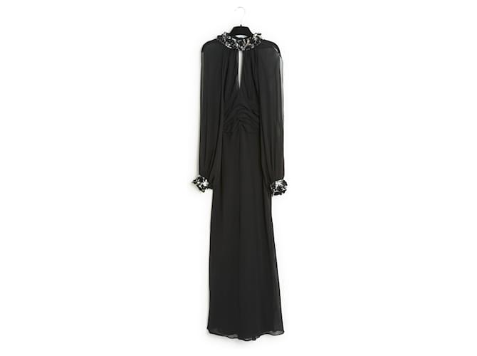 Jean Louis Scherrer Black Silk Crepe Maxi Dress FR40  ref.1102359