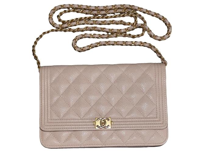 Chanel WOC Wallet on Chain bag Beige Gold hardware Leather  ref.1102370