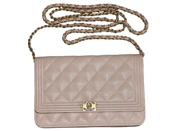 Sac Chanel WOC Wallet on Chain Beige Bijouterie dorée