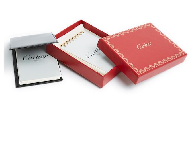 Cartier Mini-Notizbuch + Nachfüllung im Karton neu Schwarz Leder  ref.1102459