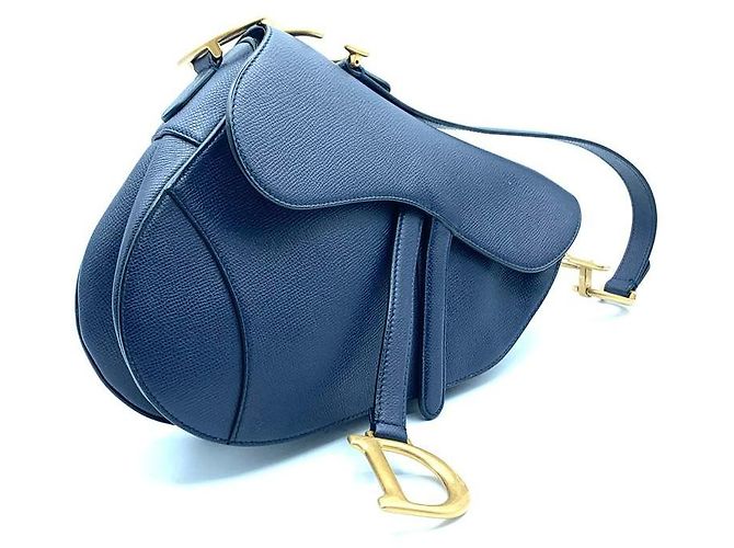 Dior Saddle Handtasche marineblau Leder