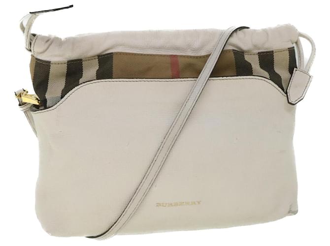 BURBERRY Nova Check Shoulder Bag Leather Beige Auth ar10452  ref.1102495