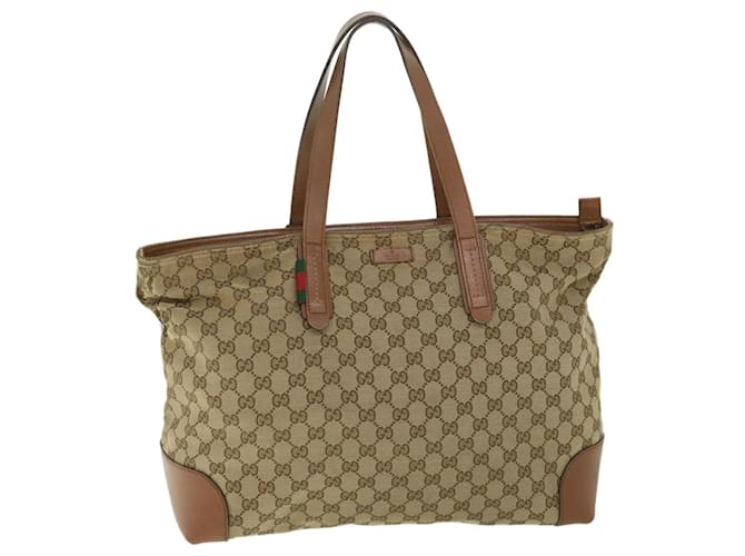 GUCCI GG Canvas Web Sherry Line Tote Bag Beige Red Green 308928 auth 56399  ref.1102528