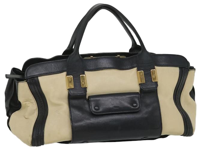 Chloé Chloe Hand Bag Leather Beige Black 01 13 62 65 Auth bs9176  ref.1102590